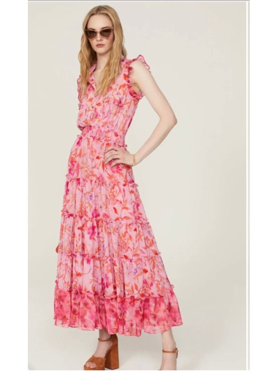 Misa Los Angeles Dresses & Skirts - MISA Los Angeles Trina Fire Florals Mix Ruffle Midi Dress M